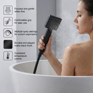 Arko Thermostatic Shower Mixer with Adjustable Riser Kit Exposed Square Shower –Black