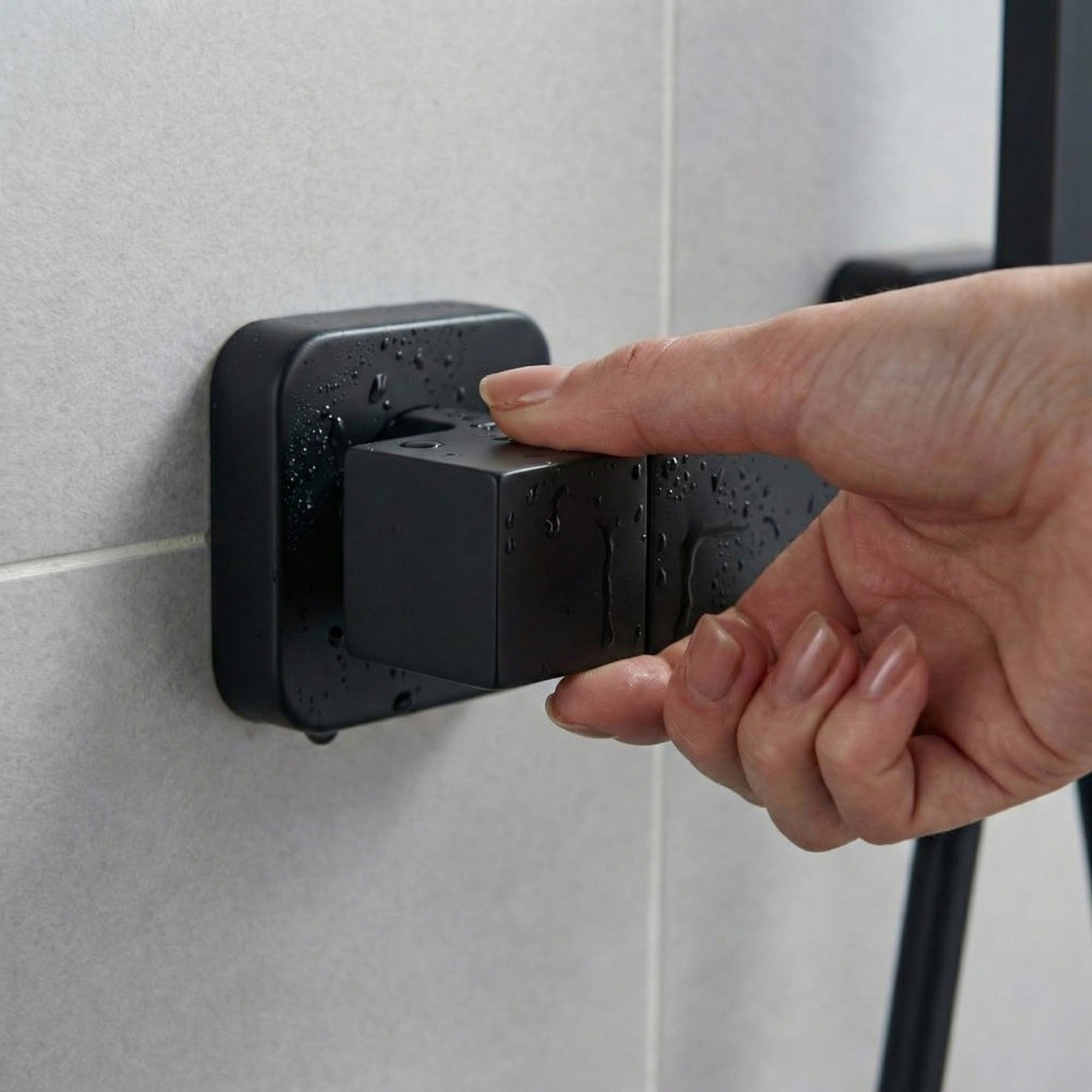 Arko Thermostatic Shower Mixer with Adjustable Riser Kit Exposed Square Shower –Black