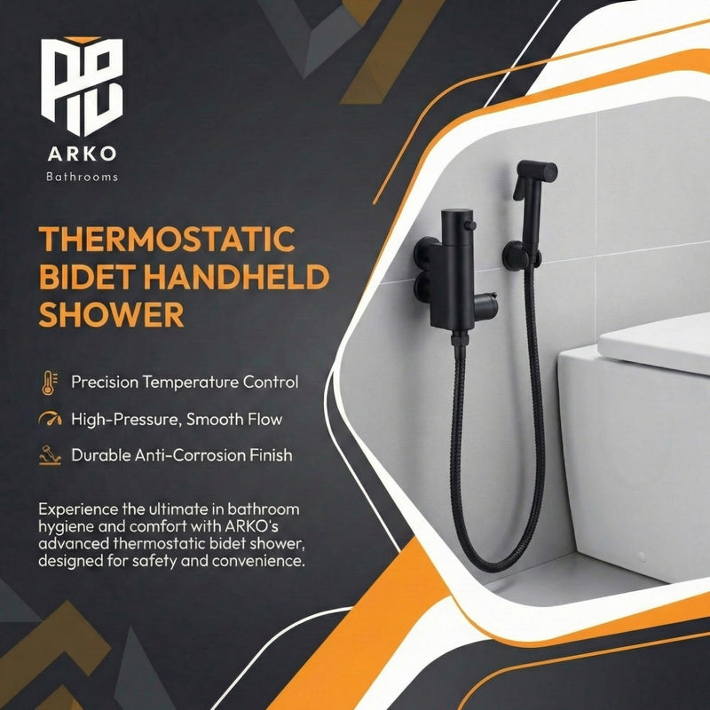 Arko Thermostatic Douche Bidet Shower Kit - Black