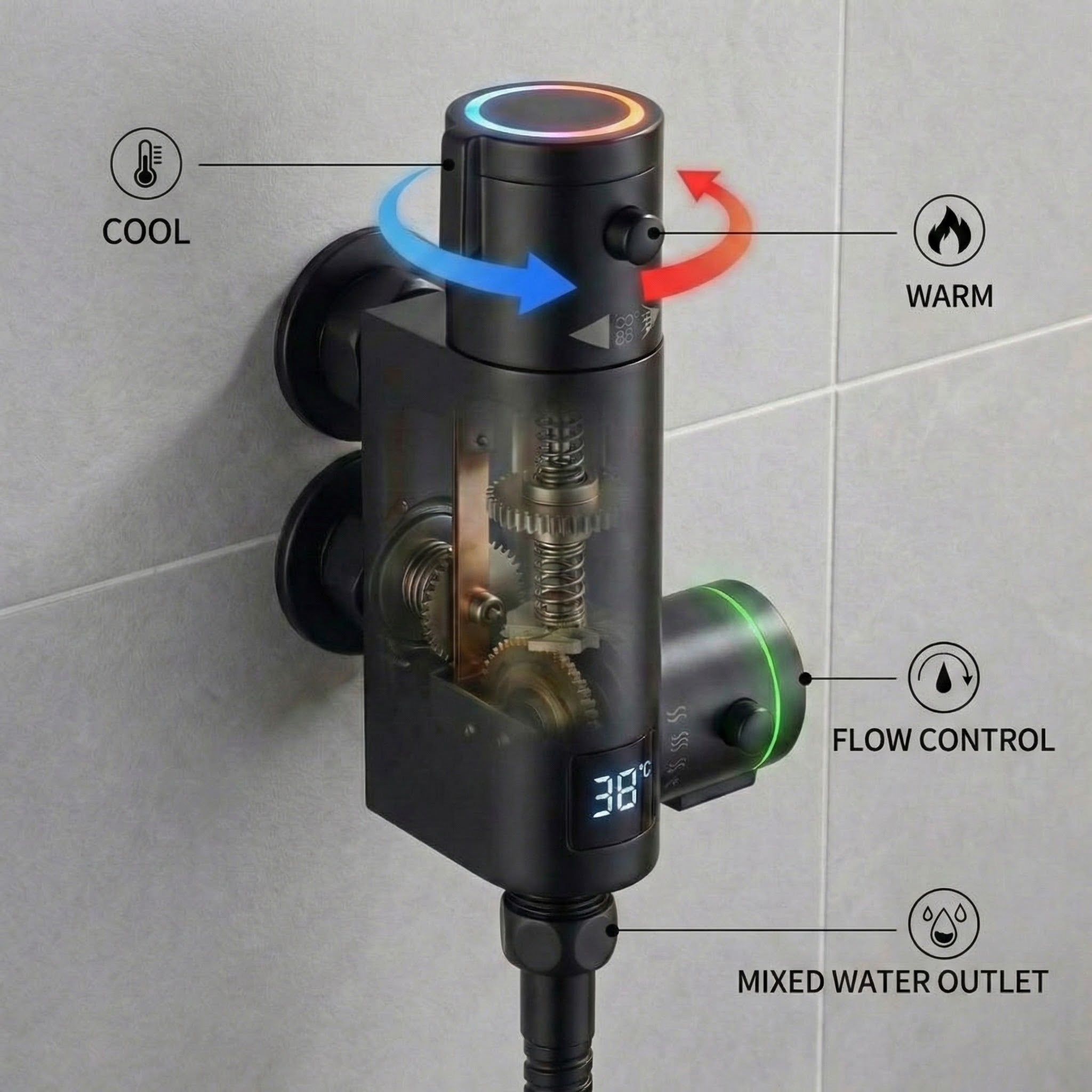 Arko Thermostatic Douche Bidet Shower Kit - Black