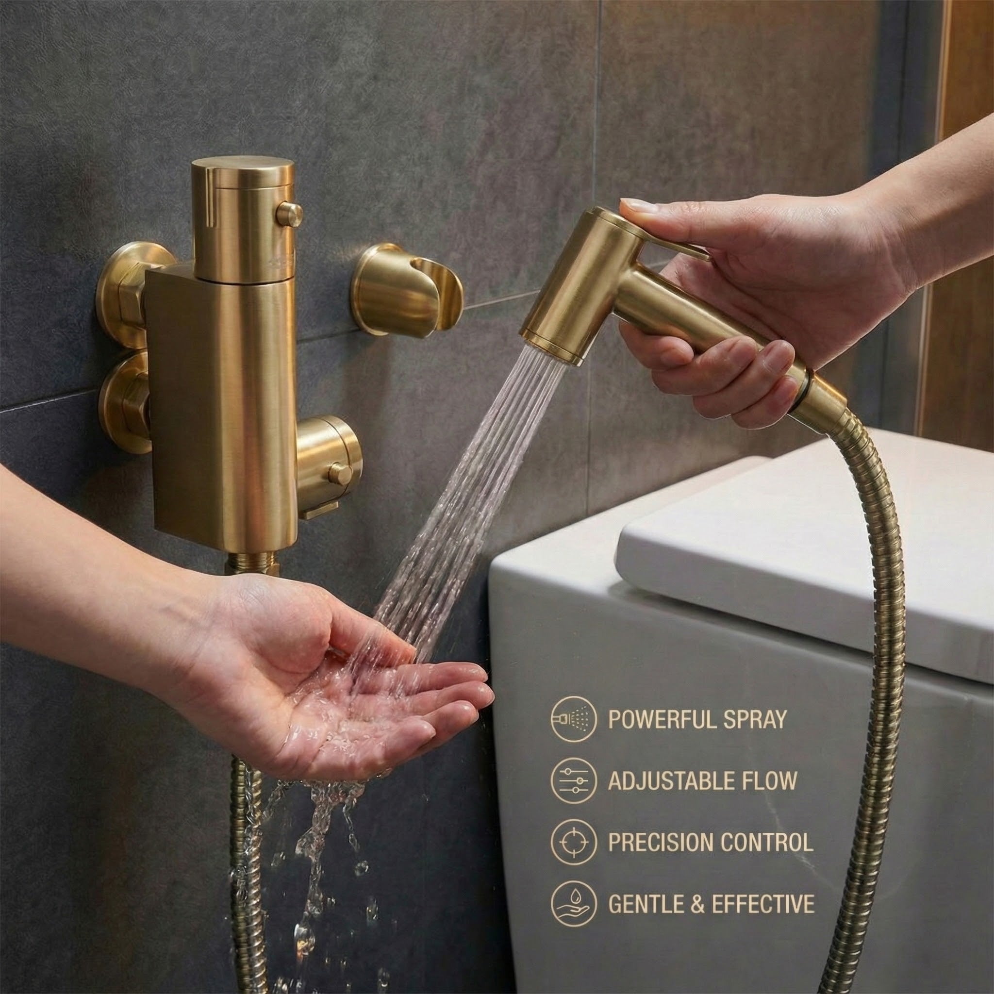 Arko Thermostatic Douche Bidet Shower Kit - Brass