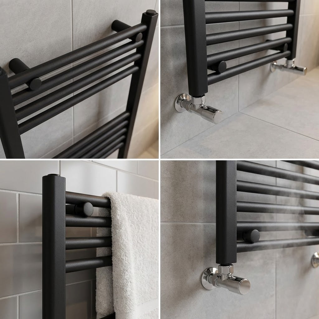 ARKO Black Heated Towel Rail 400x800mm – Wall Mounted Ladder Radiator