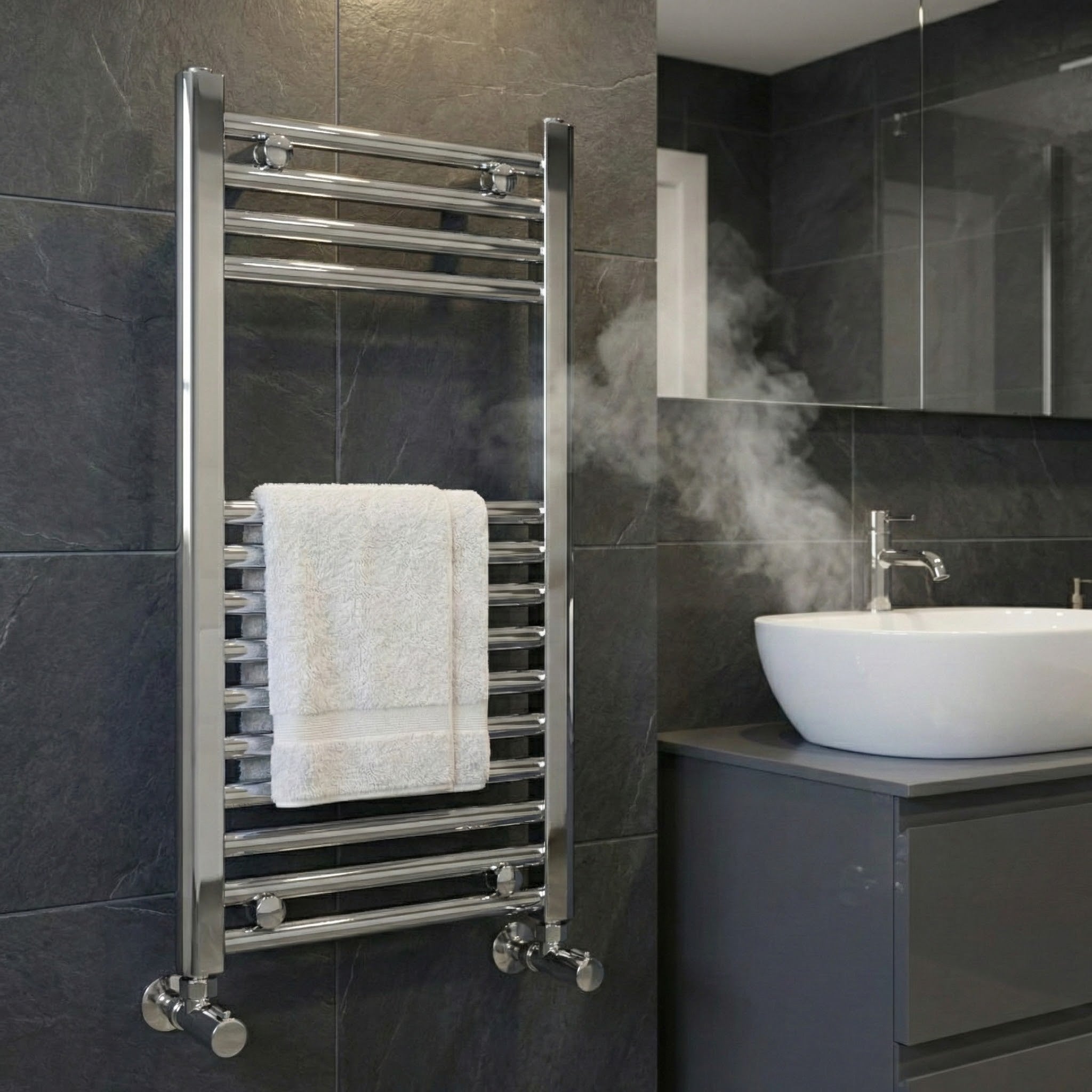 ARKO Chrome Heated Towel Rail 500x800mm – Wall Mounted Ladder Radiator