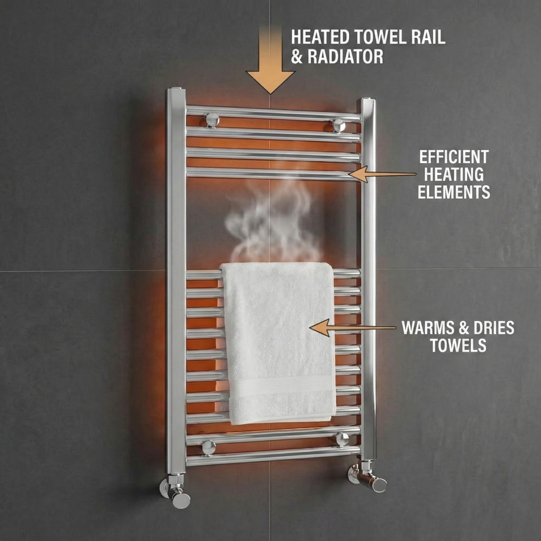 ARKO Chrome Heated Towel Rail 400x800mm – Wall Mounted Ladder Radiator