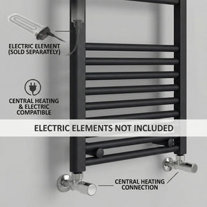 Arko Heated Towel Rail – 500 x 800mm – Straight Bars – Black