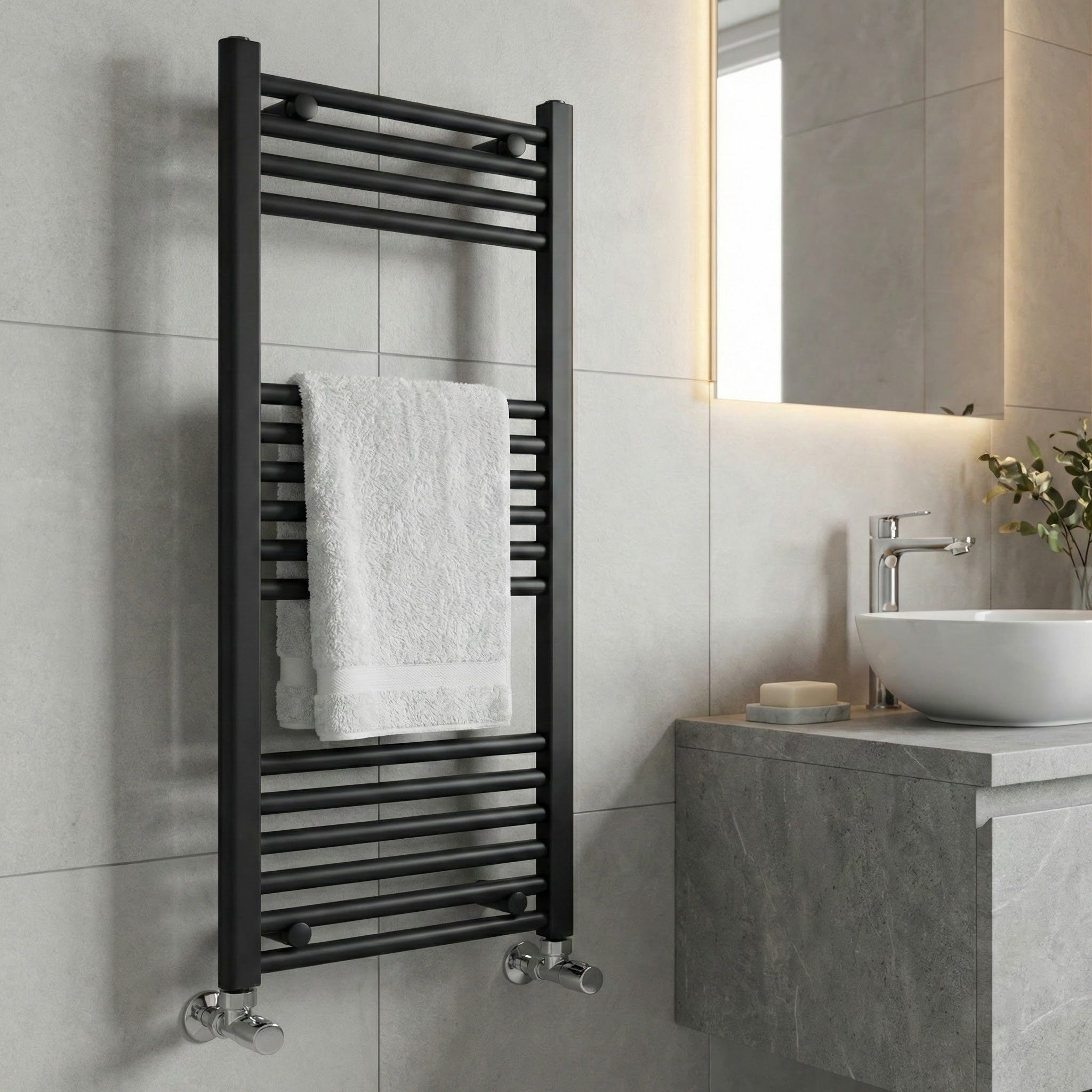 ARKO Black Heated Towel Rail 500x1000mm – Wall Mounted Ladder Radiator