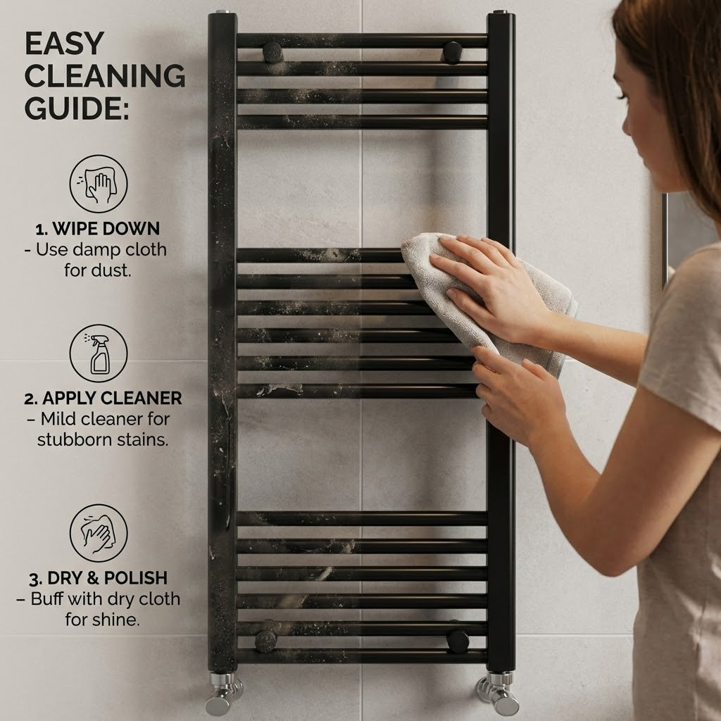 ARKO Black Heated Towel Rail 500x1000mm – Wall Mounted Ladder Radiator