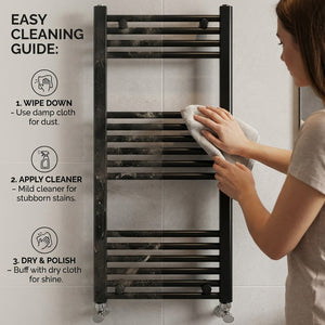 ARKO Black Heated Towel Rail 600x1000mm – Wall Mounted Ladder Radiator