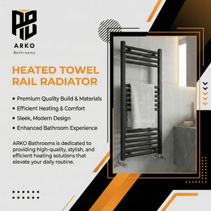 ARKO Black Heated Towel Rail 600x1000mm – Wall Mounted Ladder Radiator
