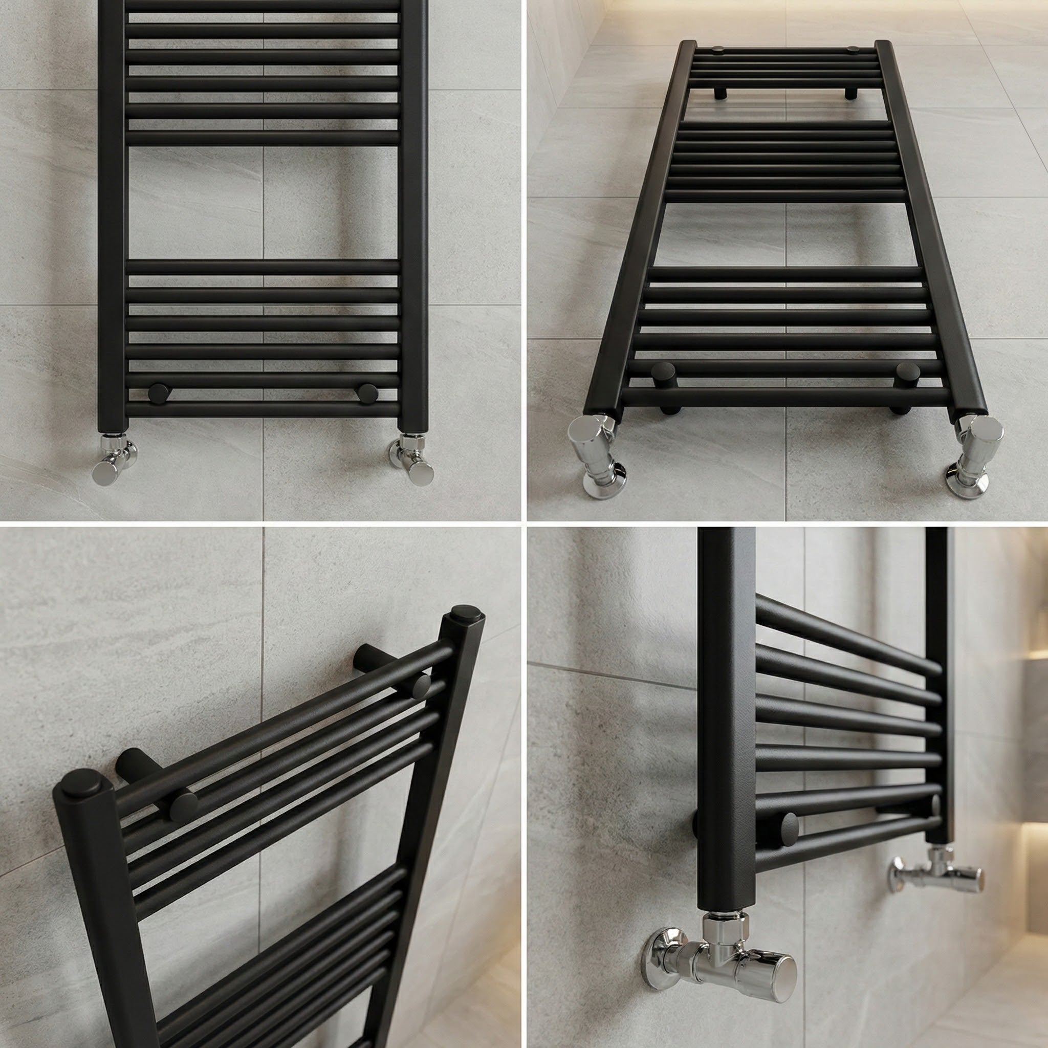 ARKO Black Heated Towel Rail 400x1000mm – Wall Mounted Ladder Radiator