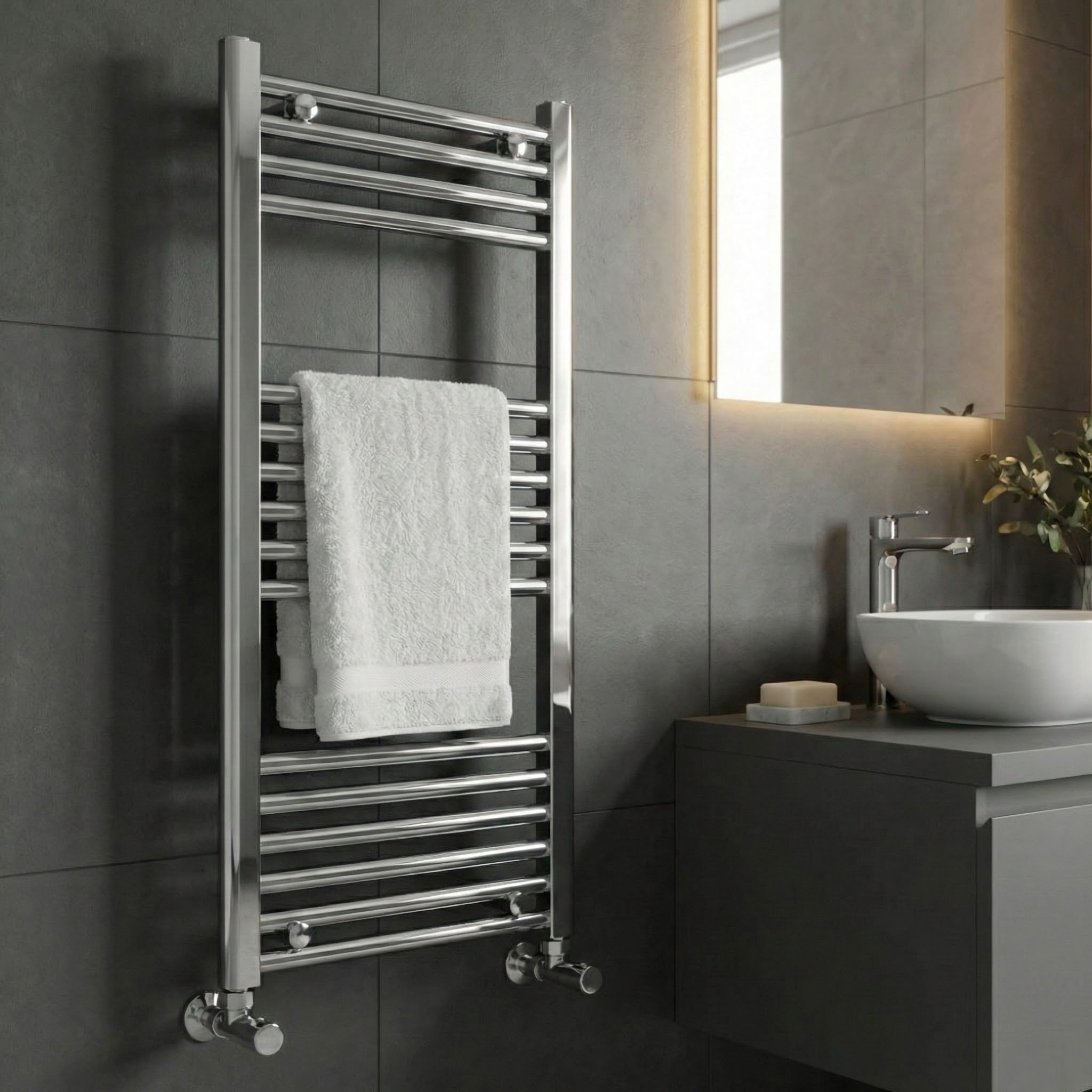ARKO Chrome Heated Towel Rail 600x1200mm – Wall Mounted Ladder Radiator