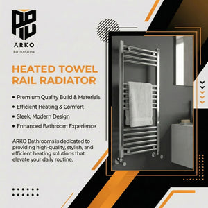 ARKO Chrome Heated Towel Rail 600x1200mm – Wall Mounted Ladder Radiator