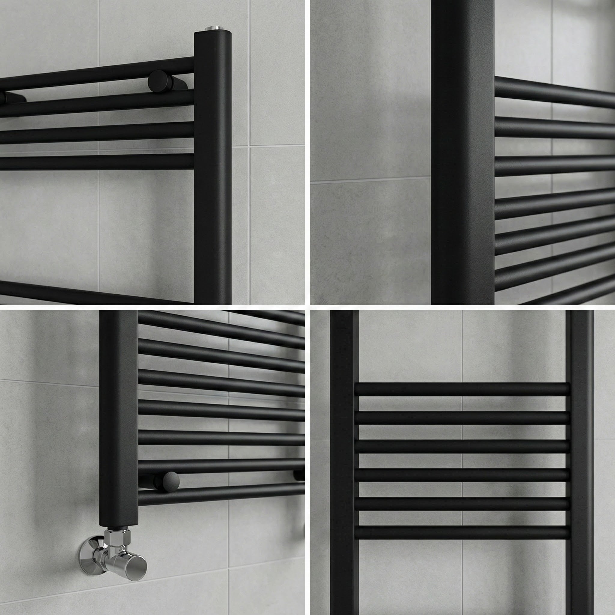 ARKO Black Heated Towel Rail 400x1200mm – Wall Mounted Ladder Radiator
