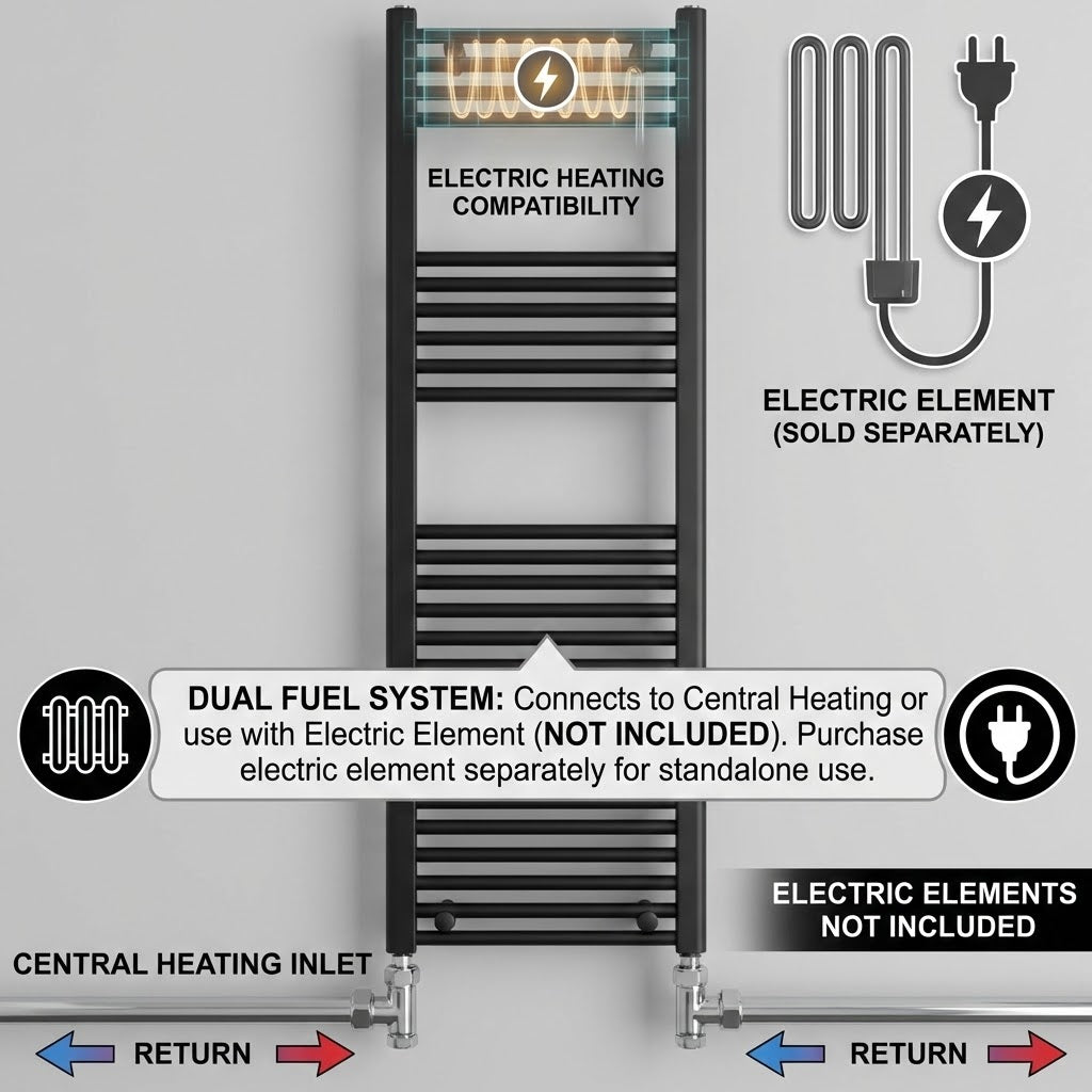 ARKO Black Heated Towel Rail 400x1200mm – Wall Mounted Ladder Radiator