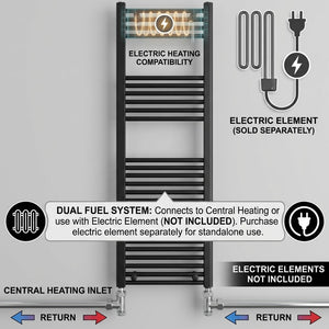 ARKO Black Heated Towel Rail 400x1200mm – Wall Mounted Ladder Radiator