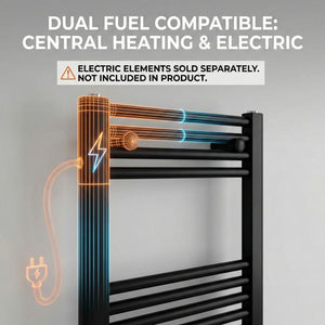 ARKO Black Heated Towel Rail 400x1600mm – Wall Mounted Ladder Radiator