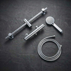 Arko Thermostatic Shower Mixer with Adjustable Riser Kit Exposed Round Shower – Chrome