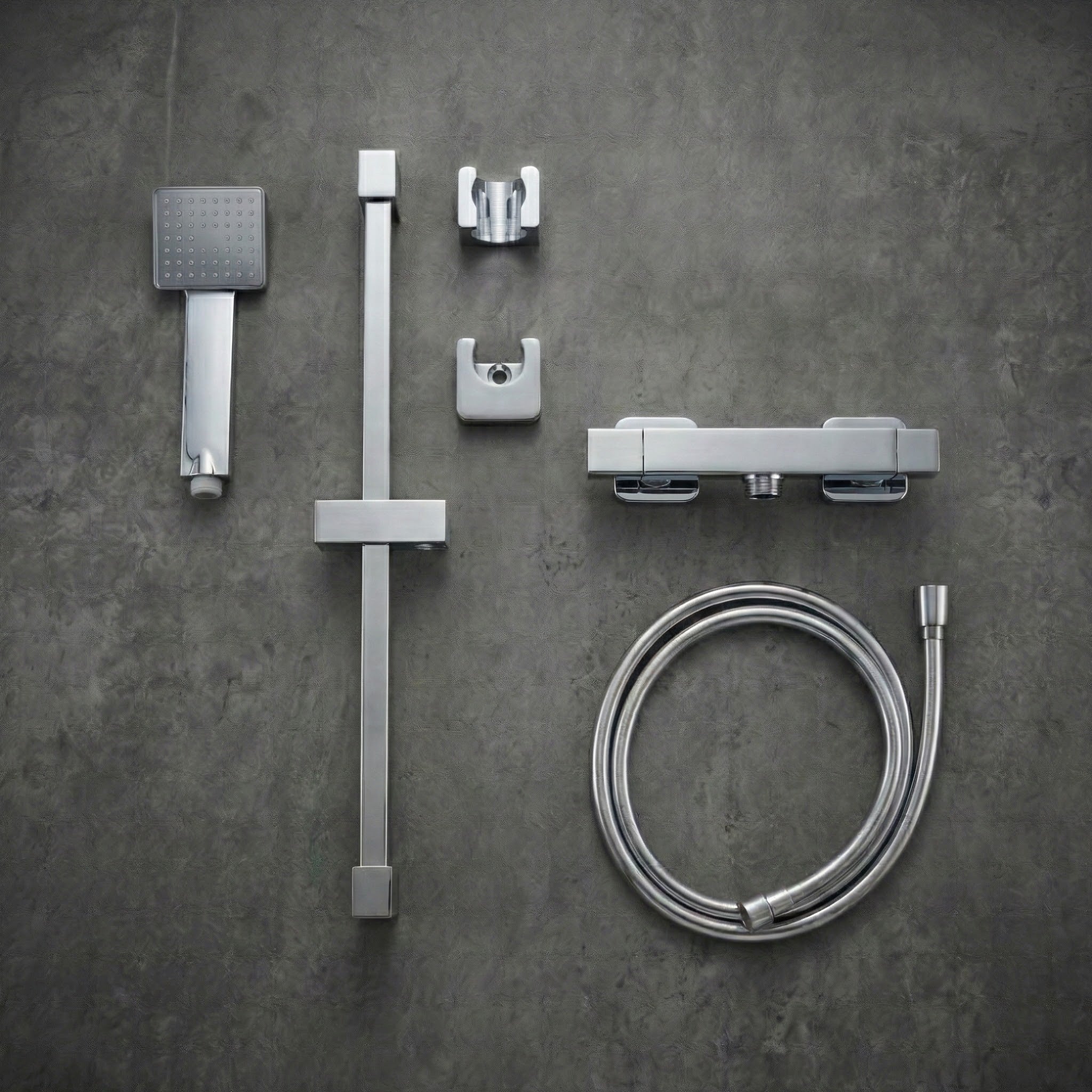 Arko Thermostatic Shower Mixer with Adjustable Riser Kit Exposed Square Shower – Chrome