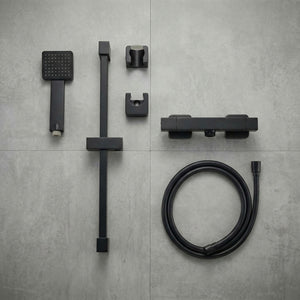 Arko Thermostatic Shower Mixer with Adjustable Riser Kit Exposed Square Shower –Black