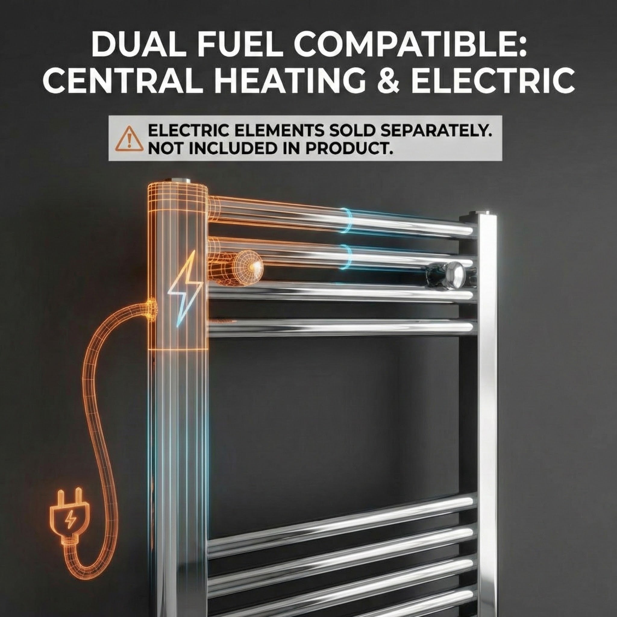 ARKO Chrome Heated Towel Rail 500x800mm – Wall Mounted Ladder Radiator