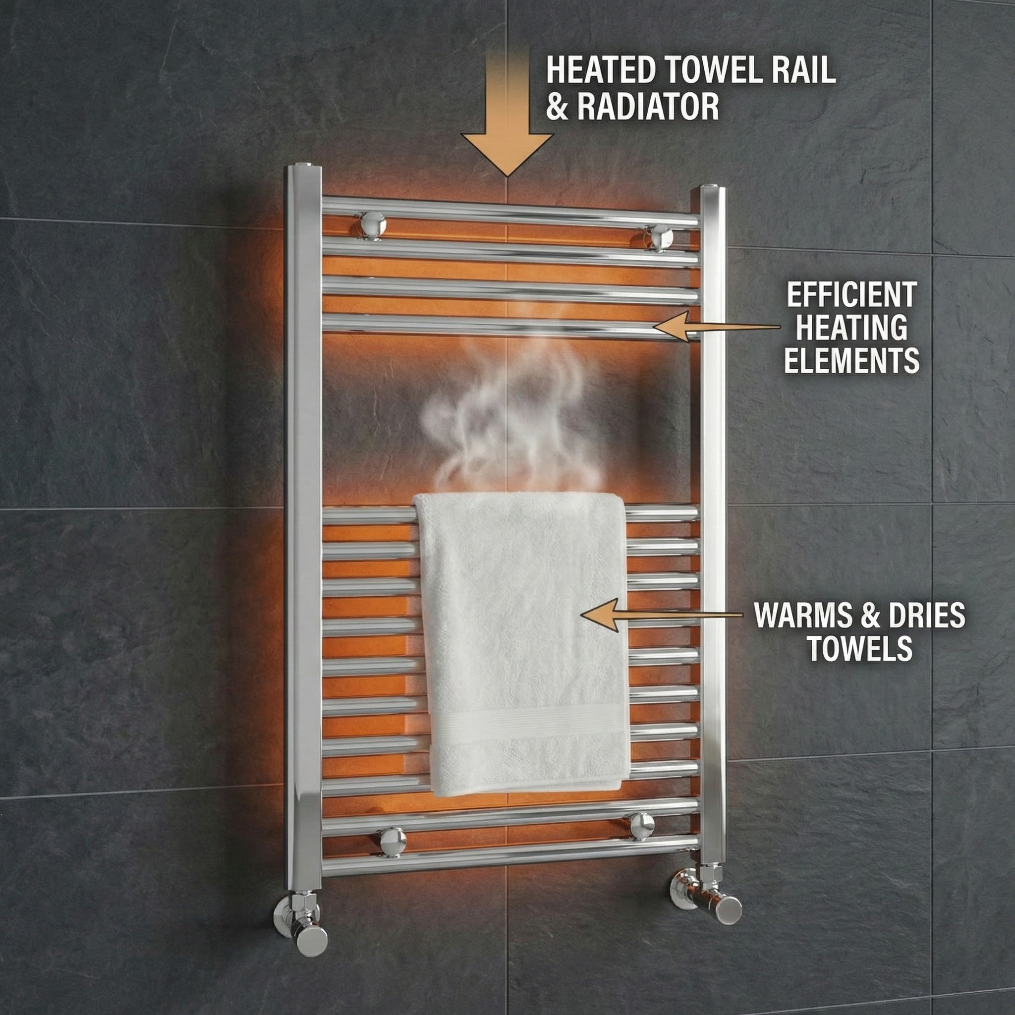 ARKO Chrome Heated Towel Rail 600x800mm – Wall Mounted Ladder Radiator