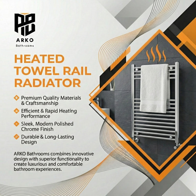 ARKO Chrome Heated Towel Rail 600x800mm – Wall Mounted Ladder Radiator