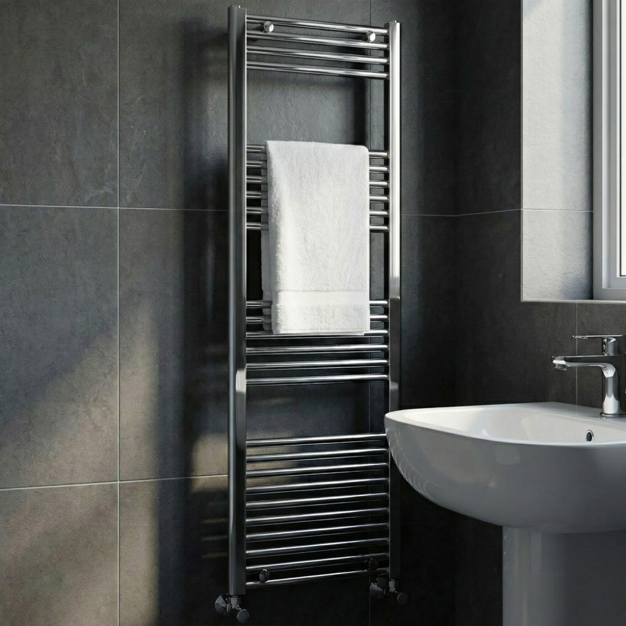 ARKO Chrome Heated Towel Rail 400x1600mm – Wall Mounted Ladder Radiator
