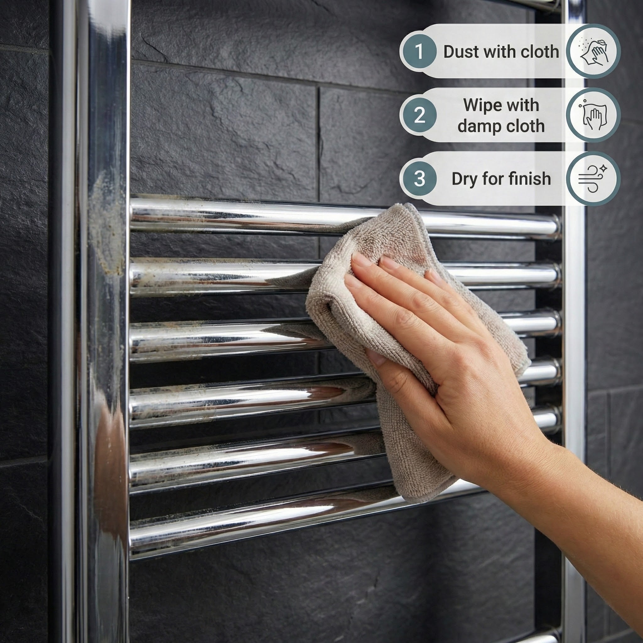 ARKO Chrome Heated Towel Rail 400x1200mm – Wall Mounted Ladder Radiator