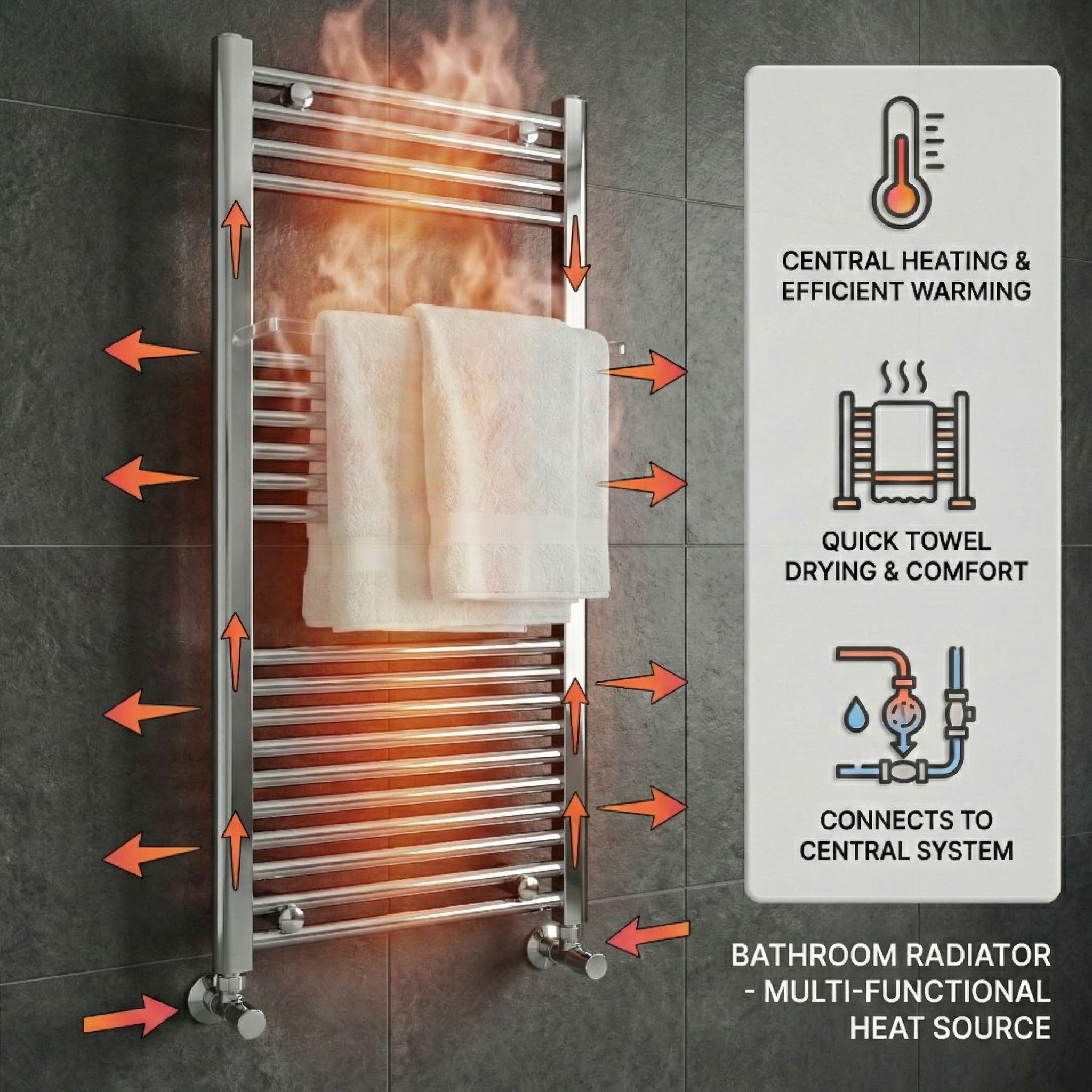 ARKO Chrome Heated Towel Rail 400x1200mm – Wall Mounted Ladder Radiator