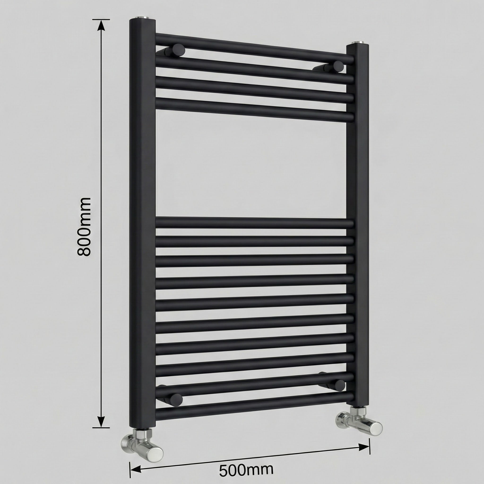 ARKO Black Heated Towel Rail 500x800mm – Wall Mounted Ladder Radiator