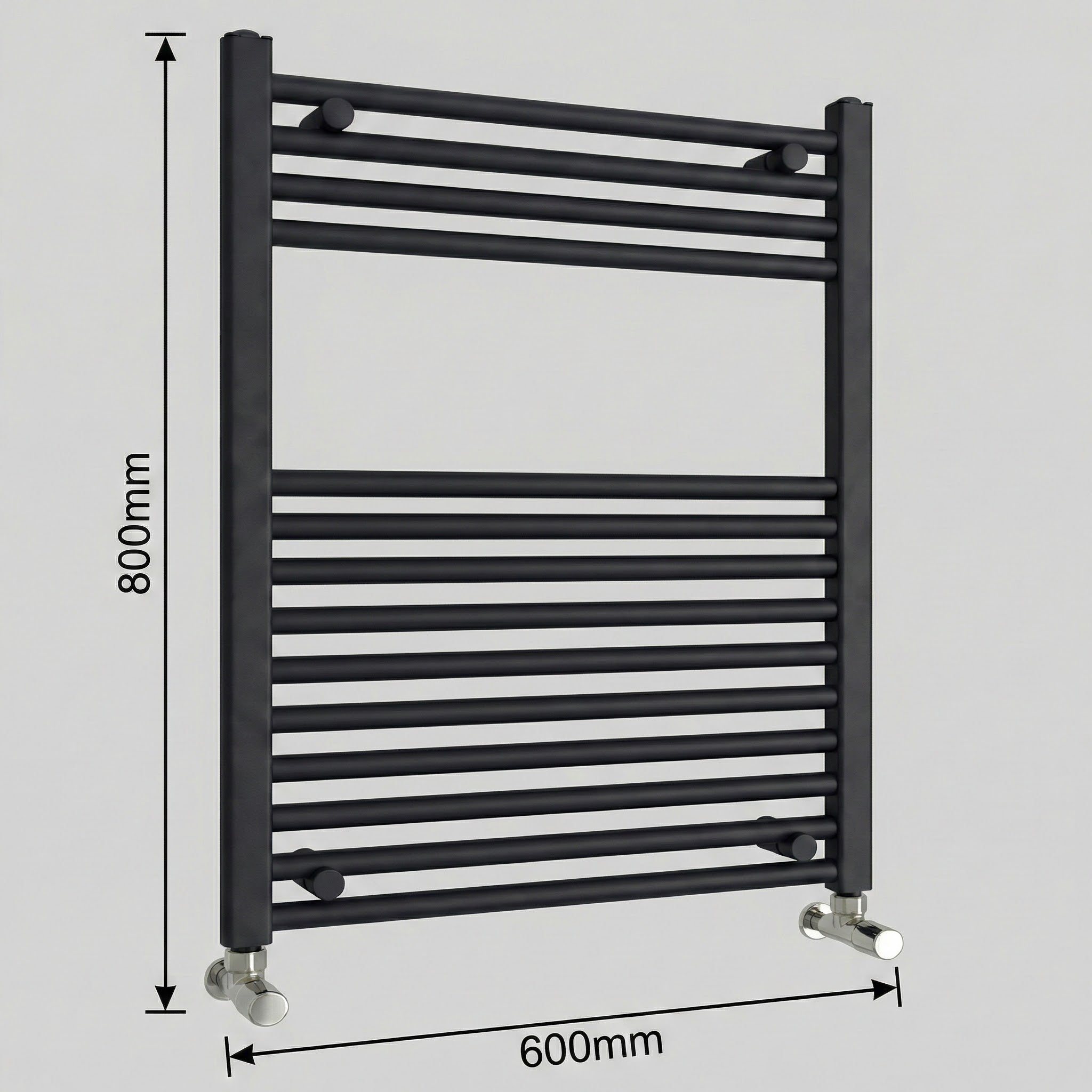 ARKO Black Heated Towel Rail 600x800mm – Wall Mounted Ladder Radiator