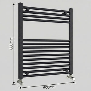 ARKO Black Heated Towel Rail 600x800mm – Wall Mounted Ladder Radiator