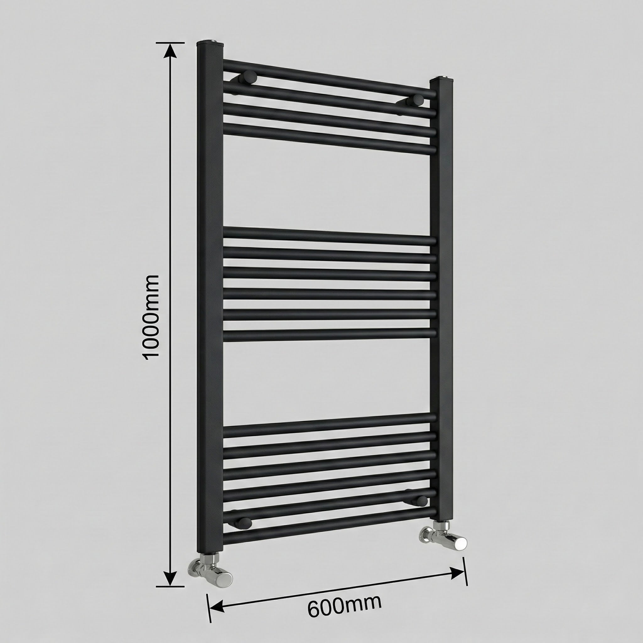 ARKO Black Heated Towel Rail 600x1000mm – Wall Mounted Ladder Radiator