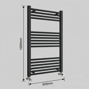 ARKO Black Heated Towel Rail 600x1000mm – Wall Mounted Ladder Radiator
