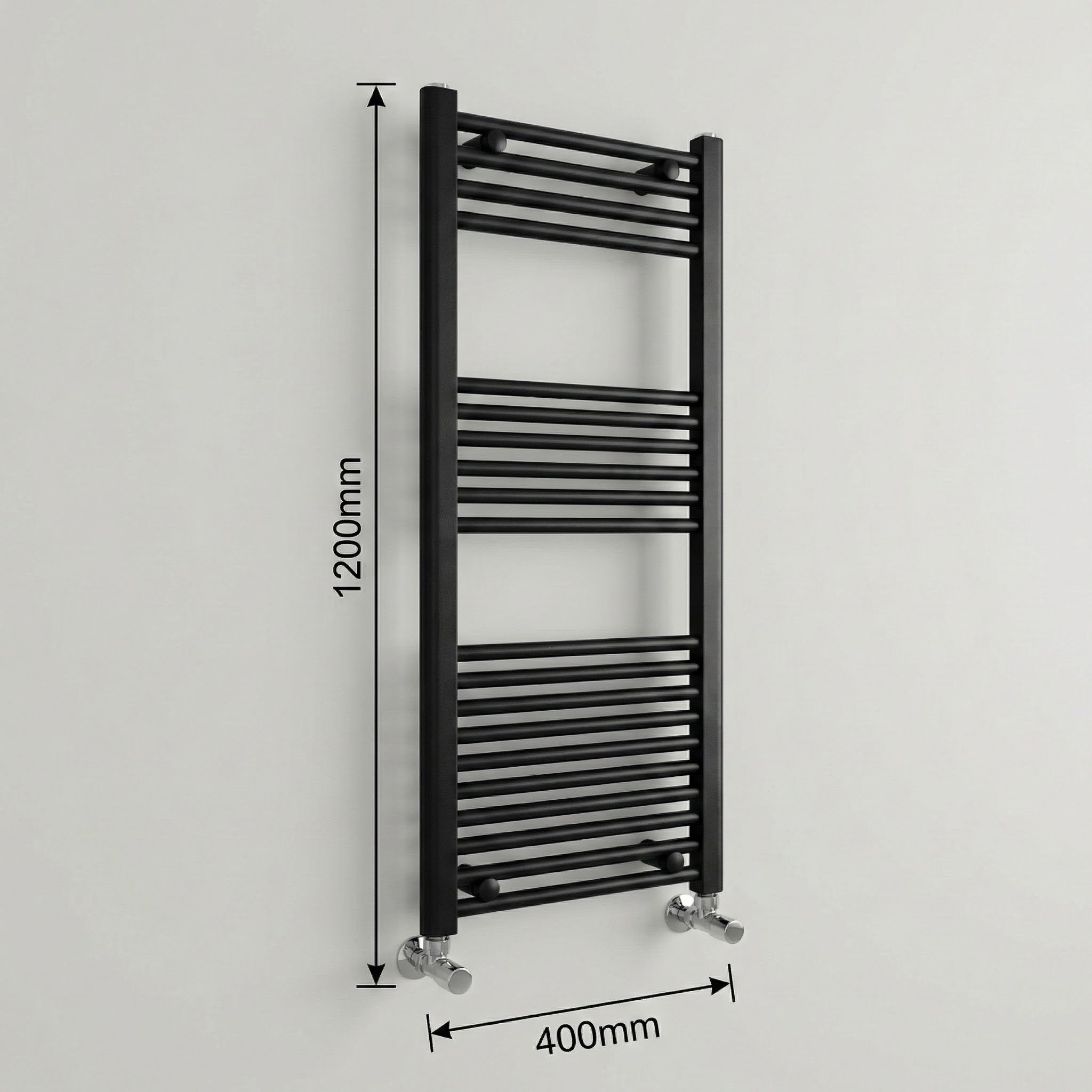 ARKO Black Heated Towel Rail 400x1600mm – Wall Mounted Ladder Radiator