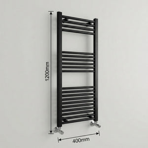 ARKO Black Heated Towel Rail 400x1600mm – Wall Mounted Ladder Radiator