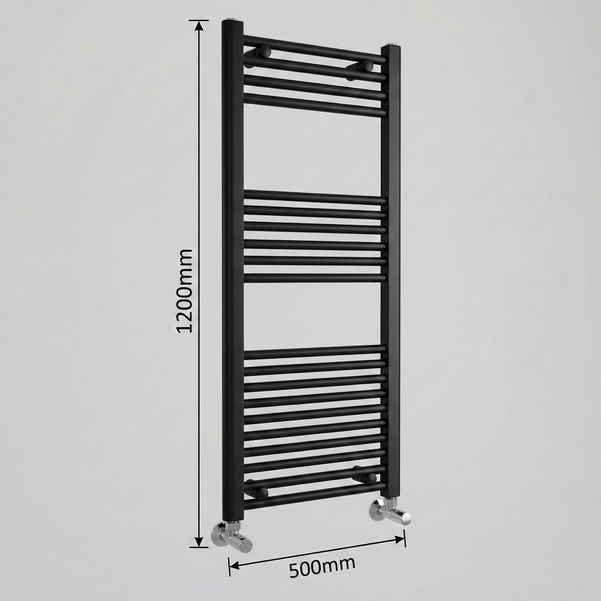 ARKO Black Heated Towel Rail 500x1200mm – Wall Mounted Ladder Radiator