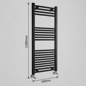 ARKO Black Heated Towel Rail 500x1200mm – Wall Mounted Ladder Radiator