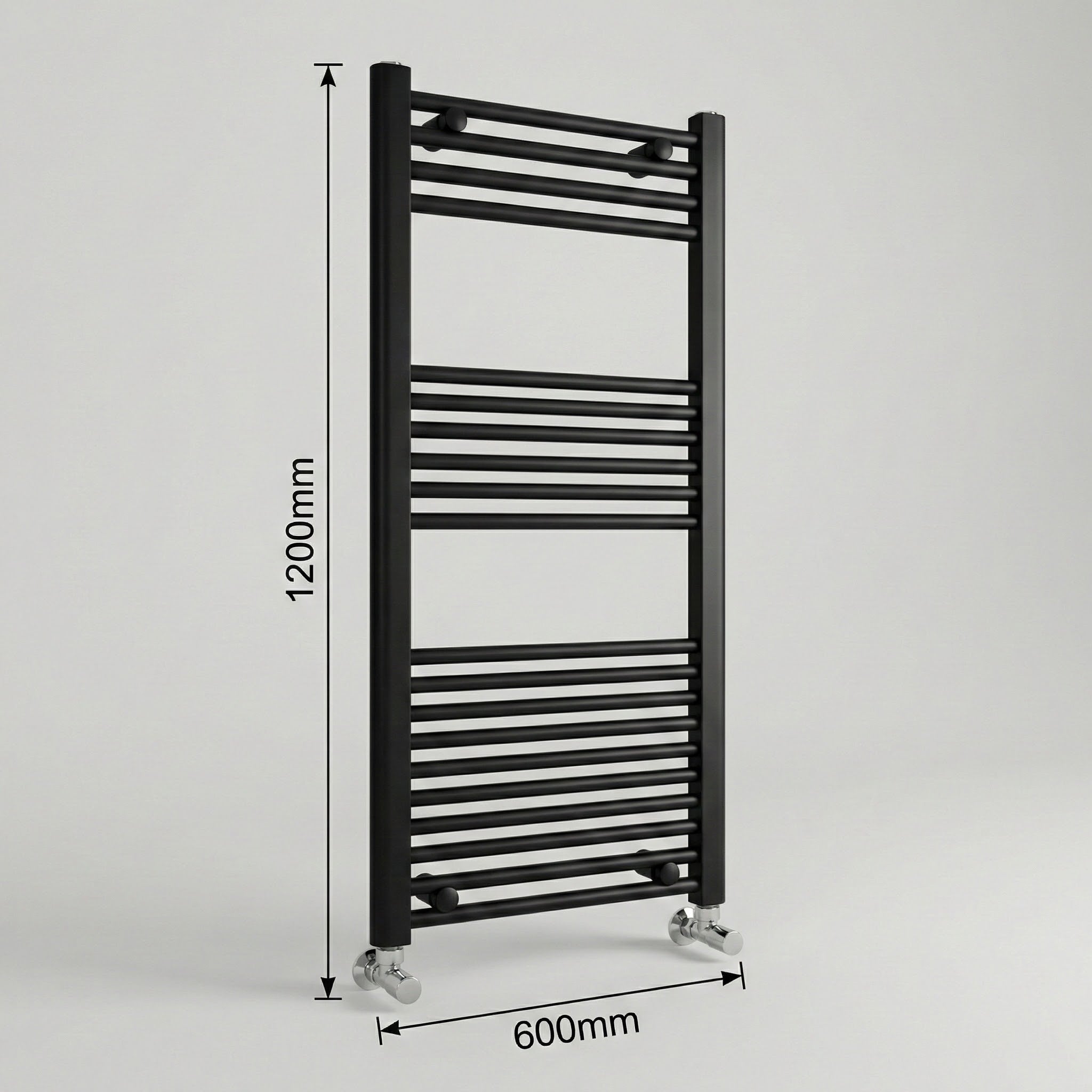 ARKO Black Heated Towel Rail 600x1200mm – Wall Mounted Ladder Radiator