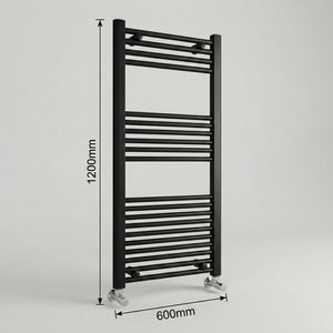 ARKO Black Heated Towel Rail 600x1200mm – Wall Mounted Ladder Radiator