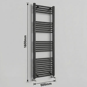 Arko Heated Towel Rail – Matt Black – 500 x 1600mm – Straight Bars