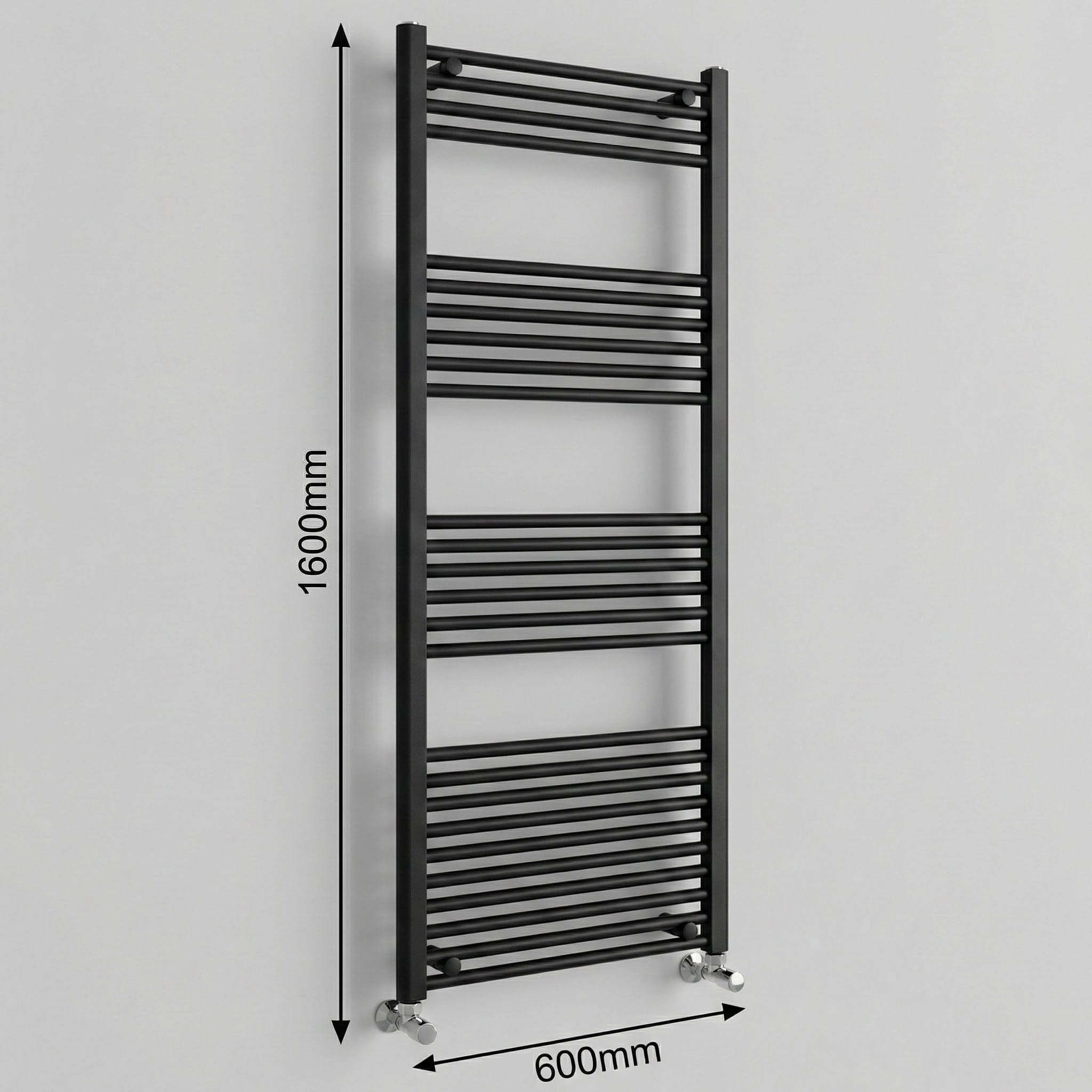 ARKO Black Heated Towel Rail 500x1600mm – Wall Mounted Ladder Radiator