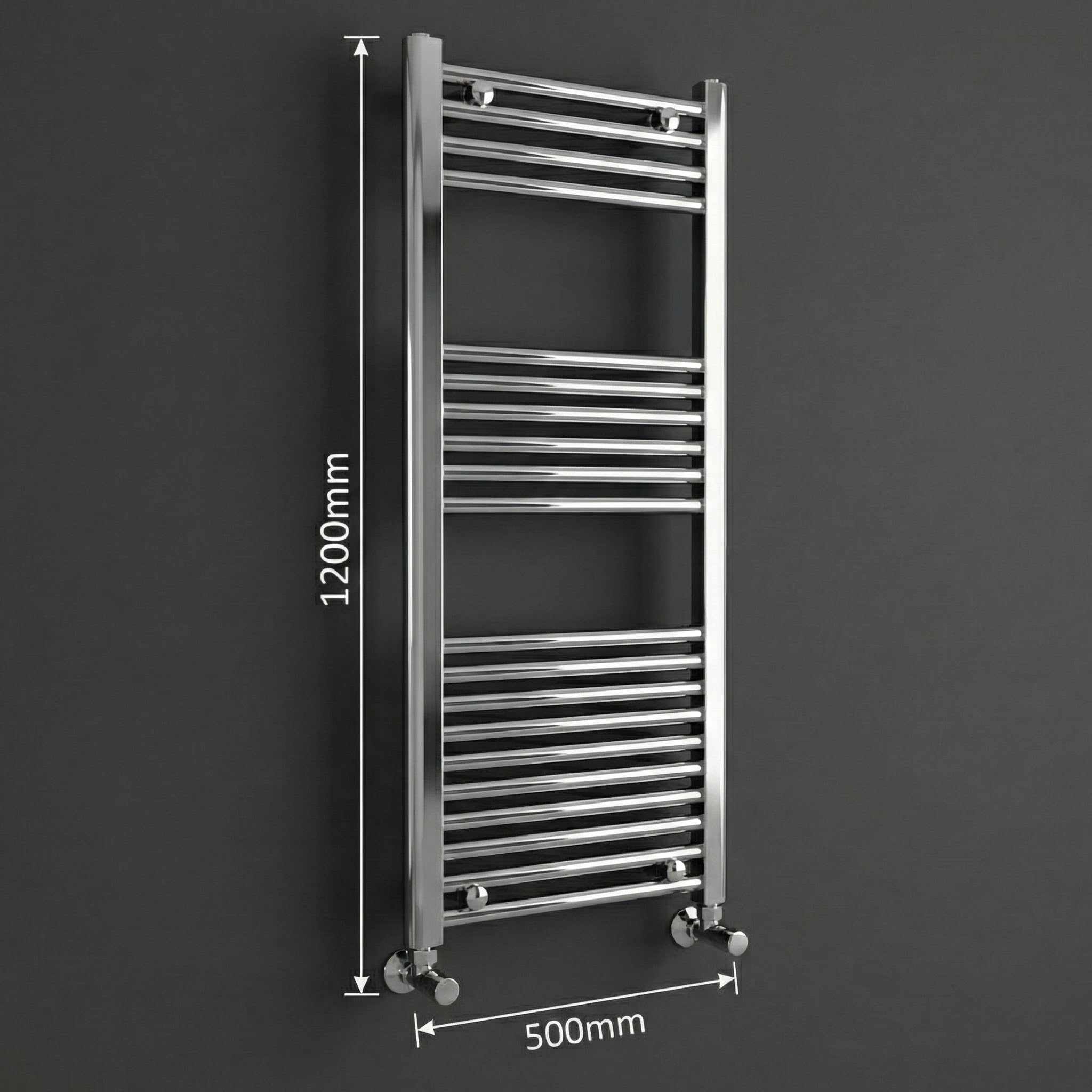 Arko Heated Towel Rail – 500 x 1200mm – Straight Bars – Chrome