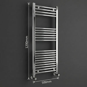Arko Heated Towel Rail – 500 x 1200mm – Straight Bars – Chrome