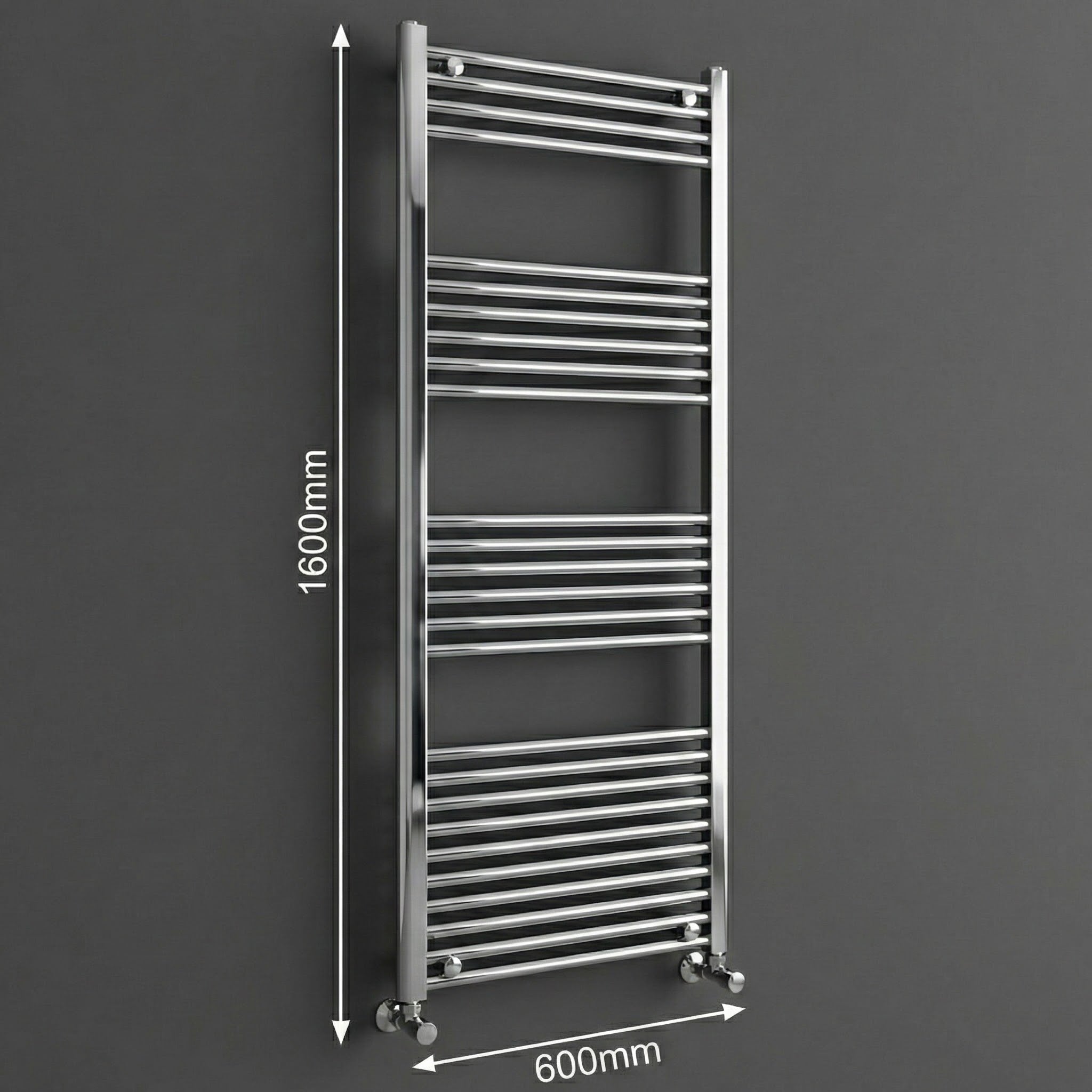 ARKO Chrome Heated Towel Rail 600x1600mm – Wall Mounted Ladder Radiator