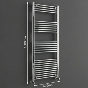 ARKO Chrome Heated Towel Rail 600x1600mm – Wall Mounted Ladder Radiator