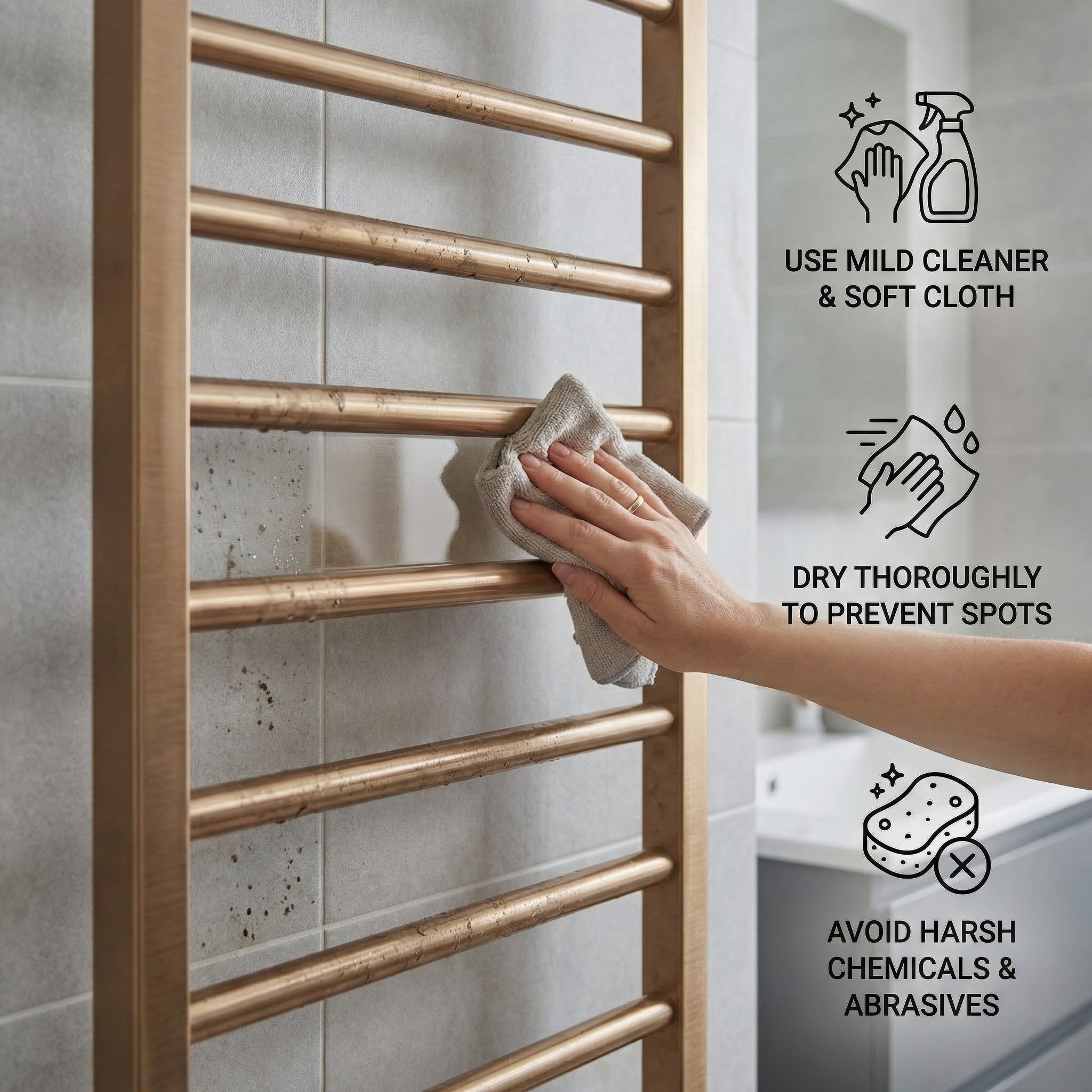 Arko Heated Towel Rail –Bronze– 500 x 1200mm – Straight Bars