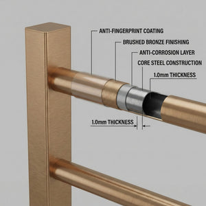Arko Heated Towel Rail –Bronze– 500 x 800mm – Straight Bars