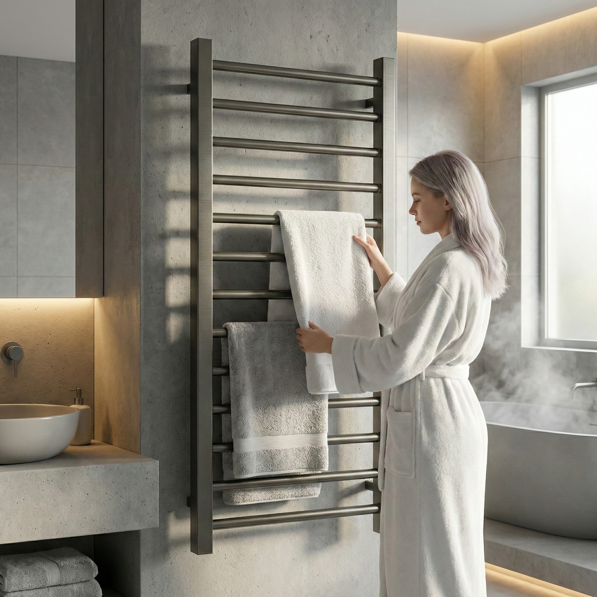 Arko Heated Towel Rail -Gumental– 500 x 1200mm – Straight Bars