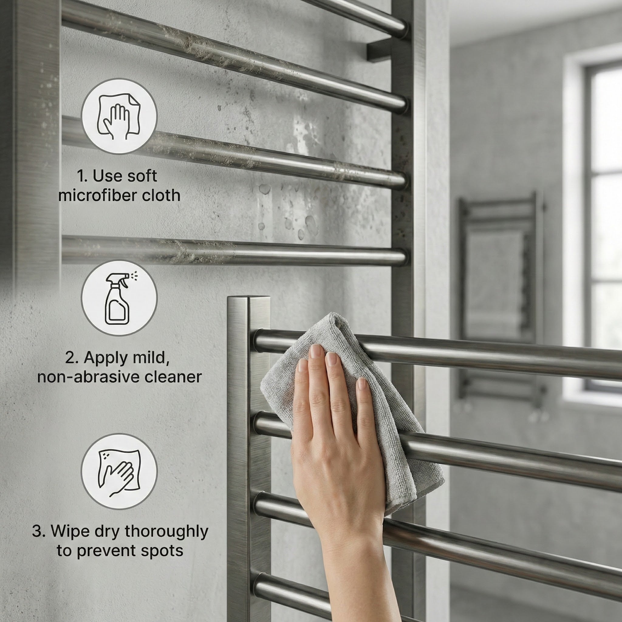 Arko Heated Towel Rail -Gumental– 500 x 1200mm – Straight Bars